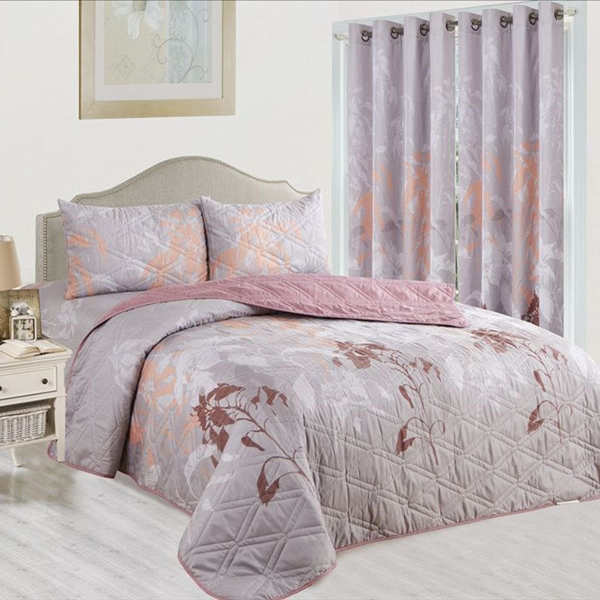 CASATEX - CUBRECAMA CON CORTINA 7 PIEZAS