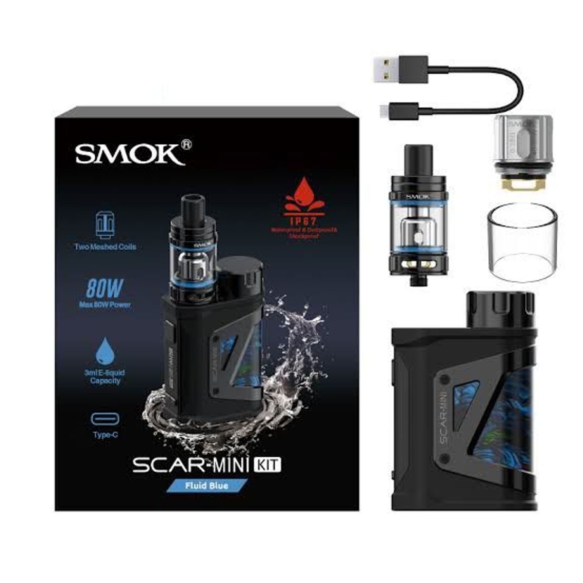GENERICO - SMOK SCAR MINI Kit, 80W, TFV9, 3 ml - FLUID BLUE