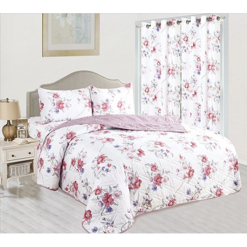 CASATEX - CUBRECAMA CON CORTINA 7 PIEZAS