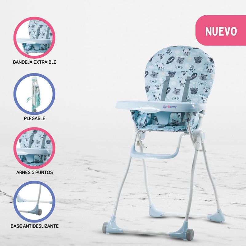 EBABY - Silla de Comer Plegable para Bebés «ZAZI» Light Blue