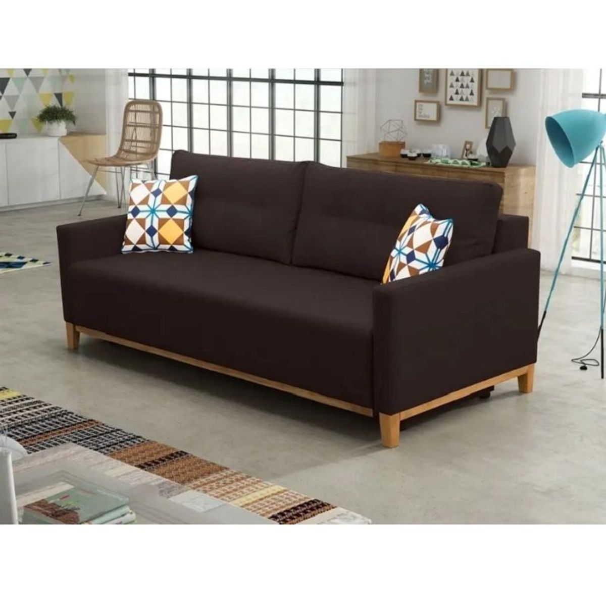 DMUEBLES - SOFA CAMA DMUEBLES AMBER 1.5 PLAZAS MARRON