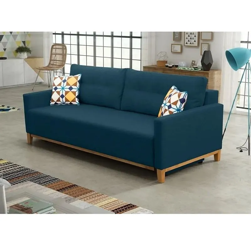 DMUEBLES - SOFA CAMA DMUEBLES AMBER 1.5 PLAZAS AZUL