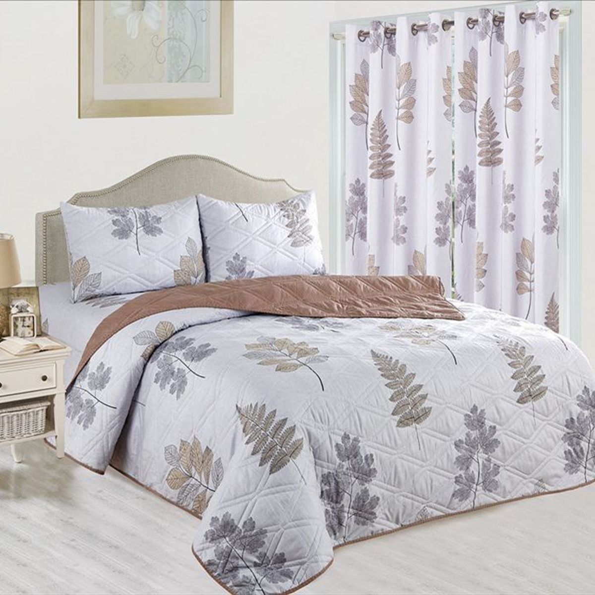 CASATEX - CUBRECAMA CON CORTINA 7 PIEZAS