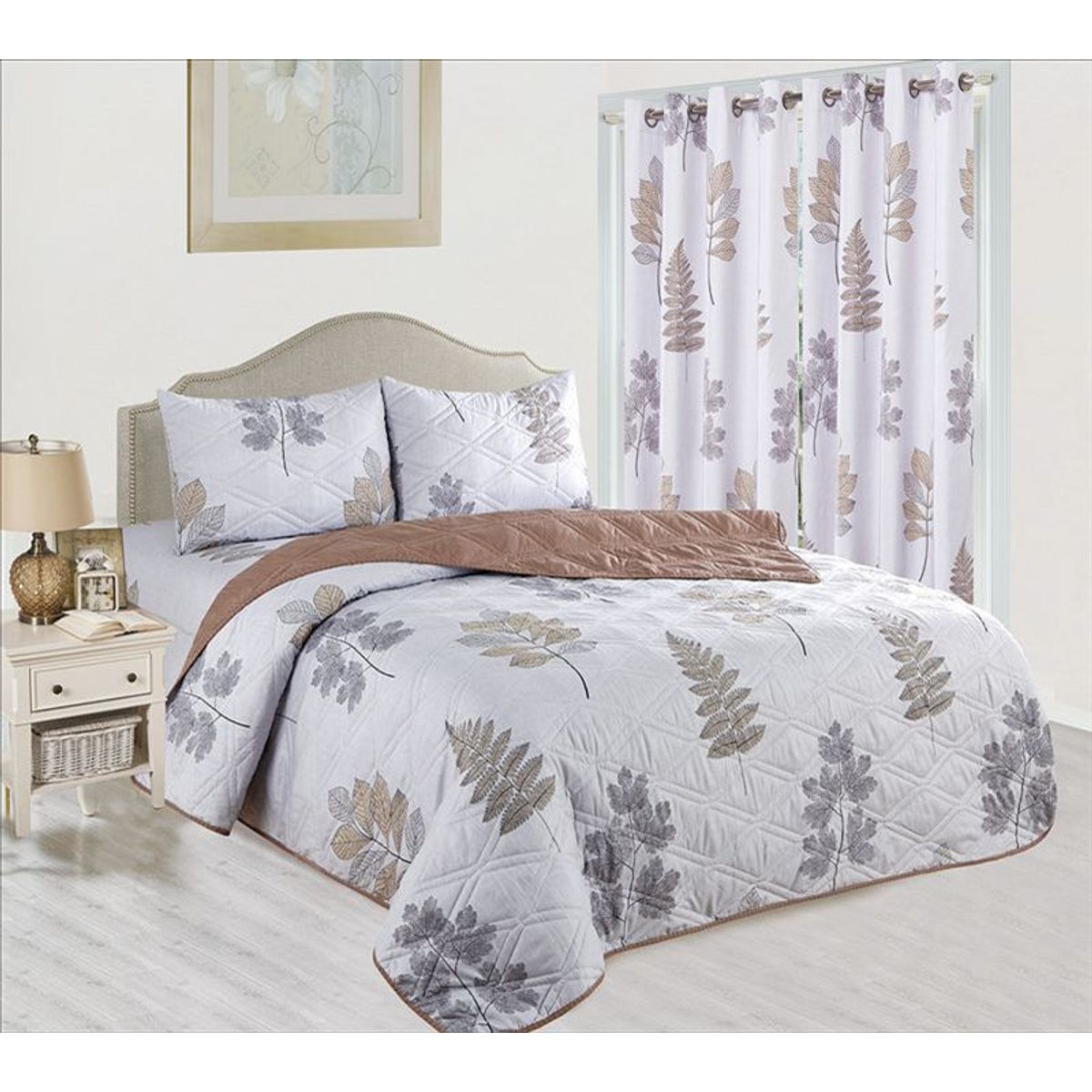 CASATEX - CUBRECAMA CON CORTINA 7 PIEZAS