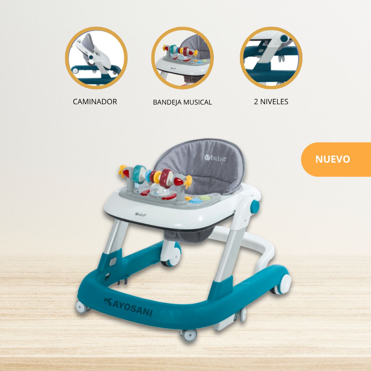 EBABY - Andador Caminador Interactiva para Bebés «FUNNY» Green