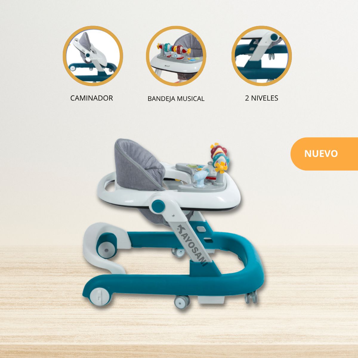 EBABY - Andador Caminador Interactiva para Bebés «FUNNY» Green