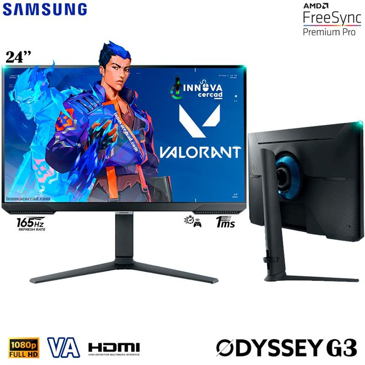 SAMSUNG - Monitor Samsung Odyssey G3 LS24AG320NLXPE 24 Full HD 144Hz 1ms