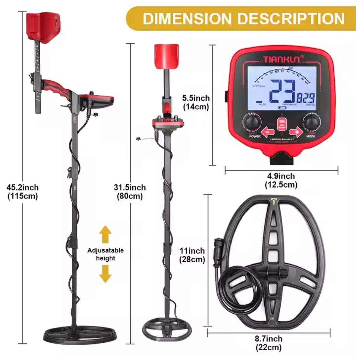 GENERICO - Detector de metales ORO PLATA profesional TX 850 2.5m + Audífono.