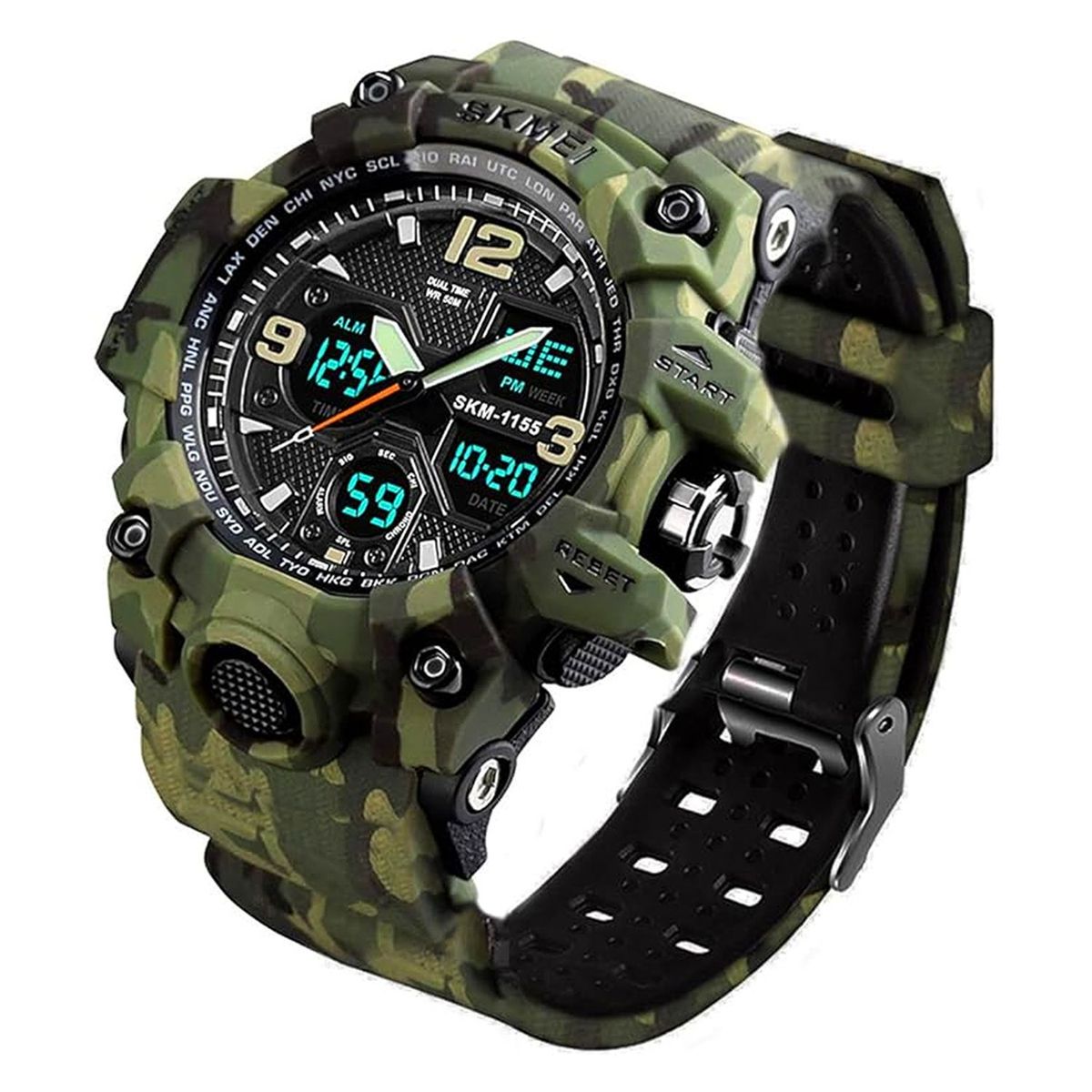 SKMEI - RELOJ MODAMILITAR SKMEI ANALOGICO DIGITAL VERDE DUAL TIME