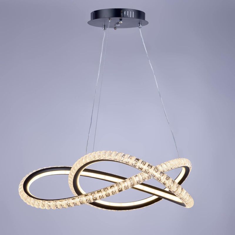 GENERICO - Lampara colgante infinito perlado negro incluye control remoto