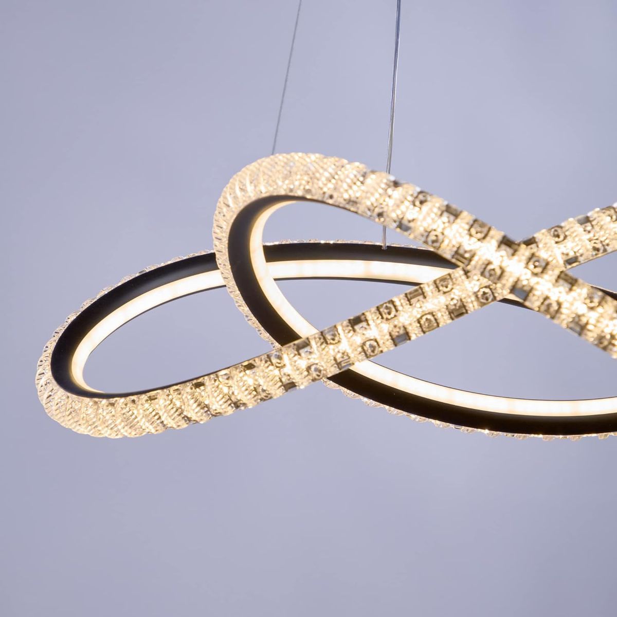 GENERICO - Lampara colgante infinito perlado negro incluye control remoto