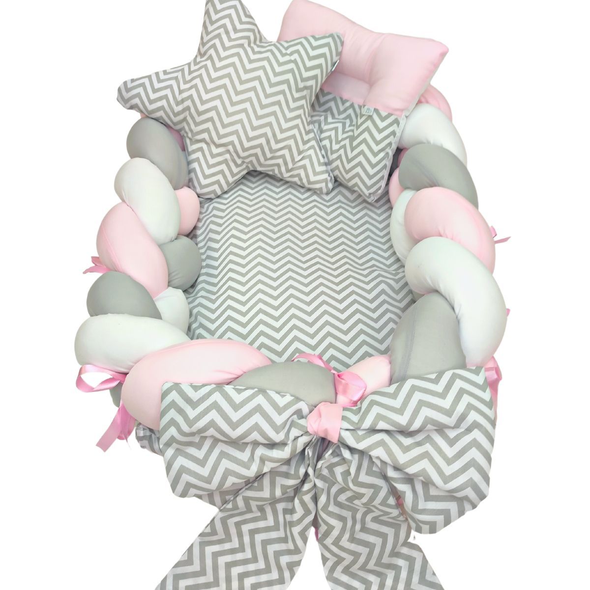 BABY MERINOS - Nido colecho trenzado - Mar Rosado