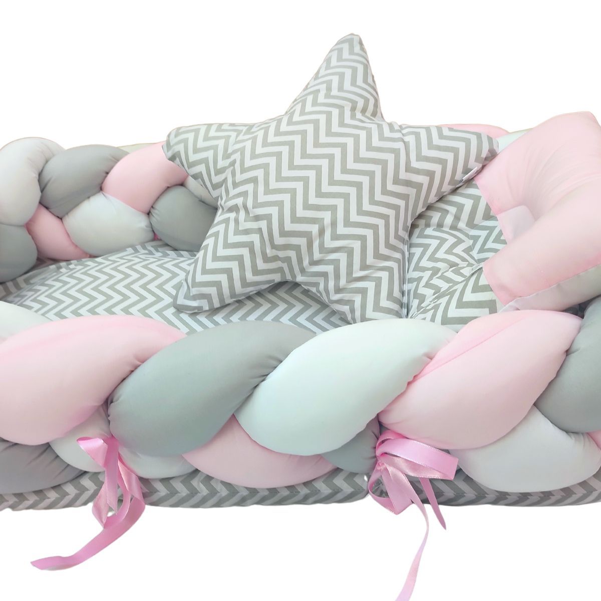 BABY MERINOS - Nido colecho trenzado - Mar Rosado