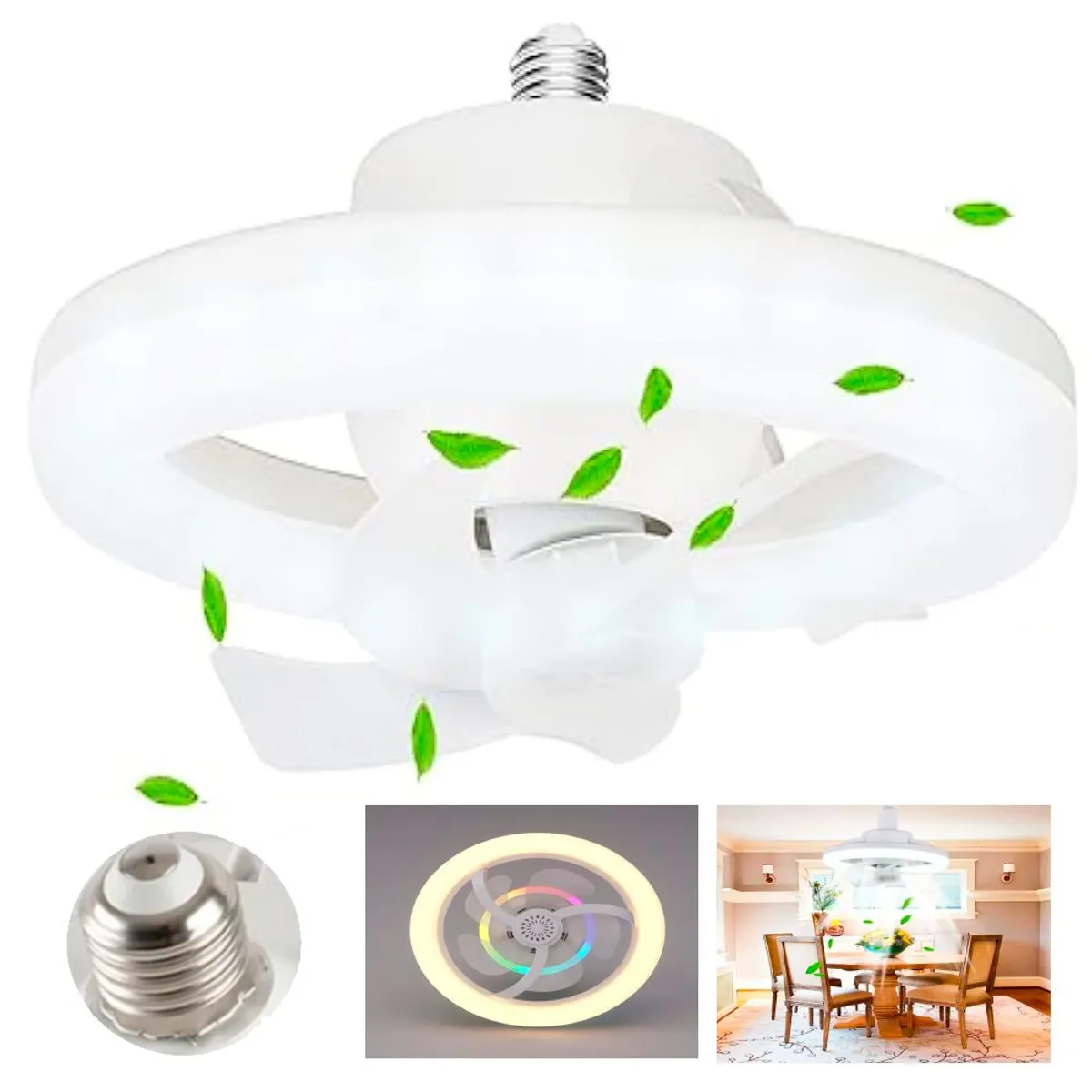 SEISA - Ventilador de Techo con Iluminaciòn Led RGB 2 en 1 Giratorio 360