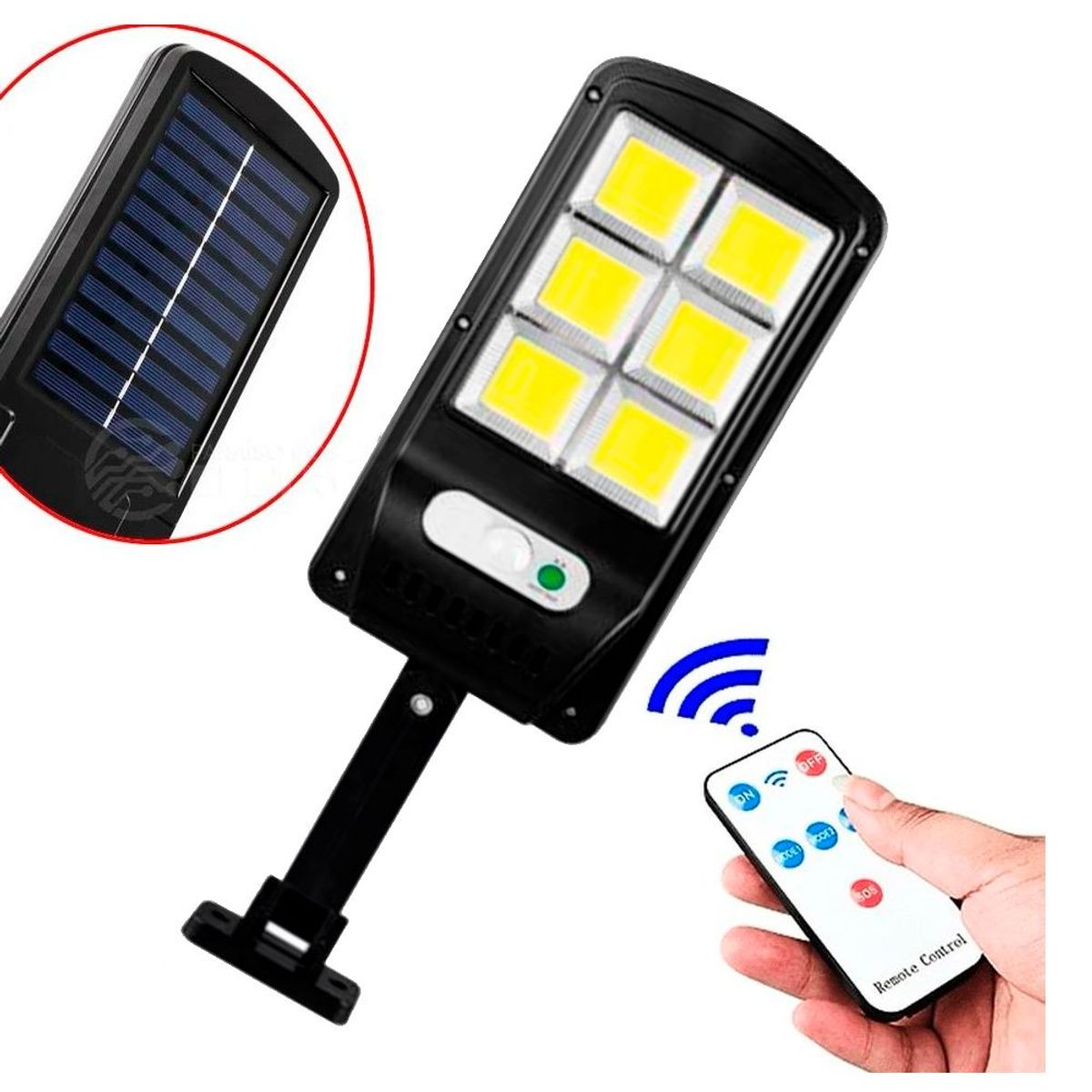 SEISA - Lampara Solar 6 Celdas con Control Remoto para Exteriores Recargable