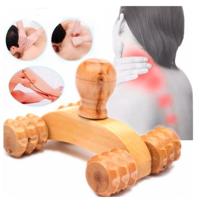 GENERICO - Masajeador Rodillo Carrito Corporal de Madera Reflexología