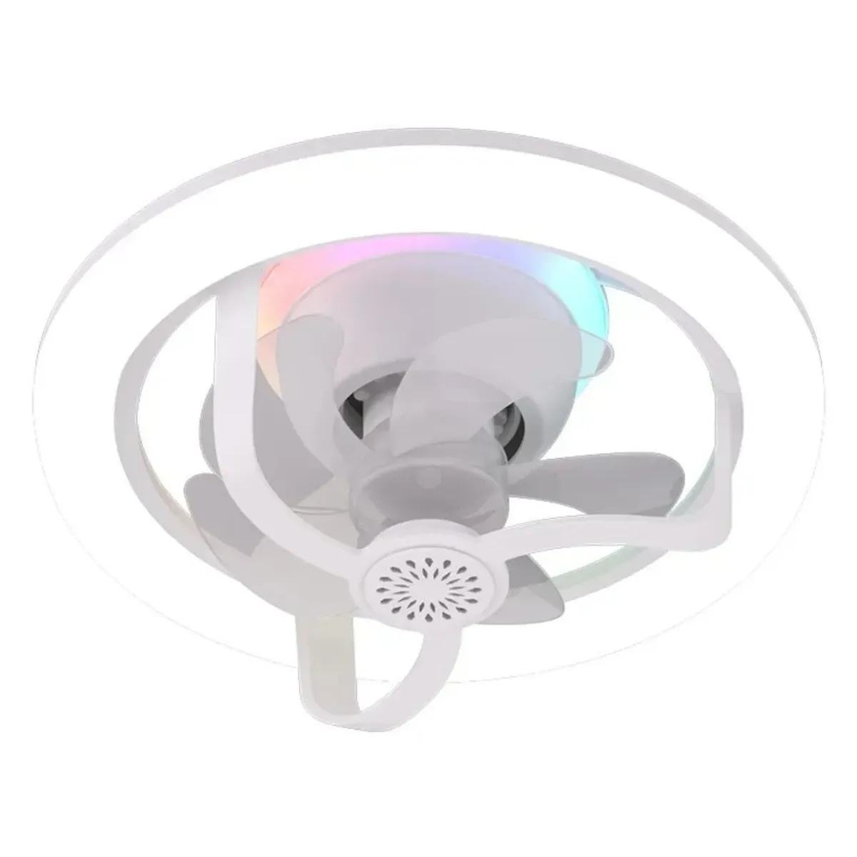 GENERICO - Ventilador de Techo Inteligente RGB 2 en 1 Giratorio 360 Circular