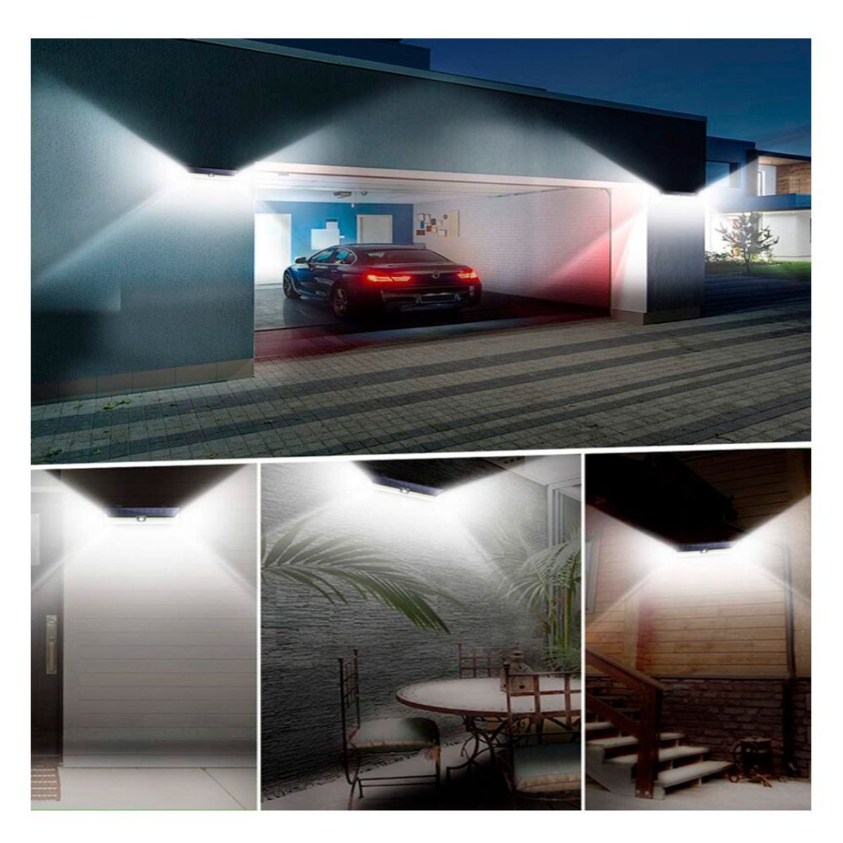 GENERICO - Combo 2x Lámparas Solares con Sensor y Leds Color Rojo y Azul