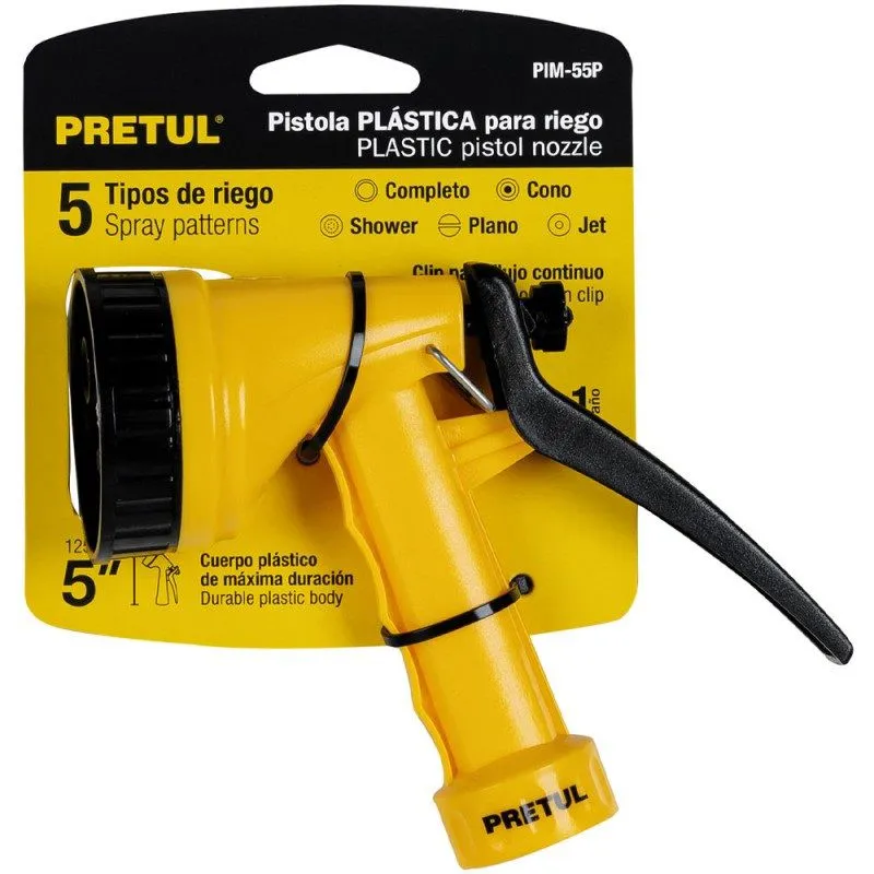 PRETUL - Pistola Plastica Para Riego 5 Funciones 22765 PRETUL