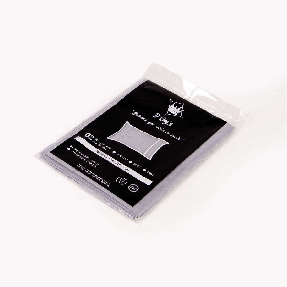 GENERICO - Fundas de Almohadas Queen Set X2 Gris – 180 Hilos