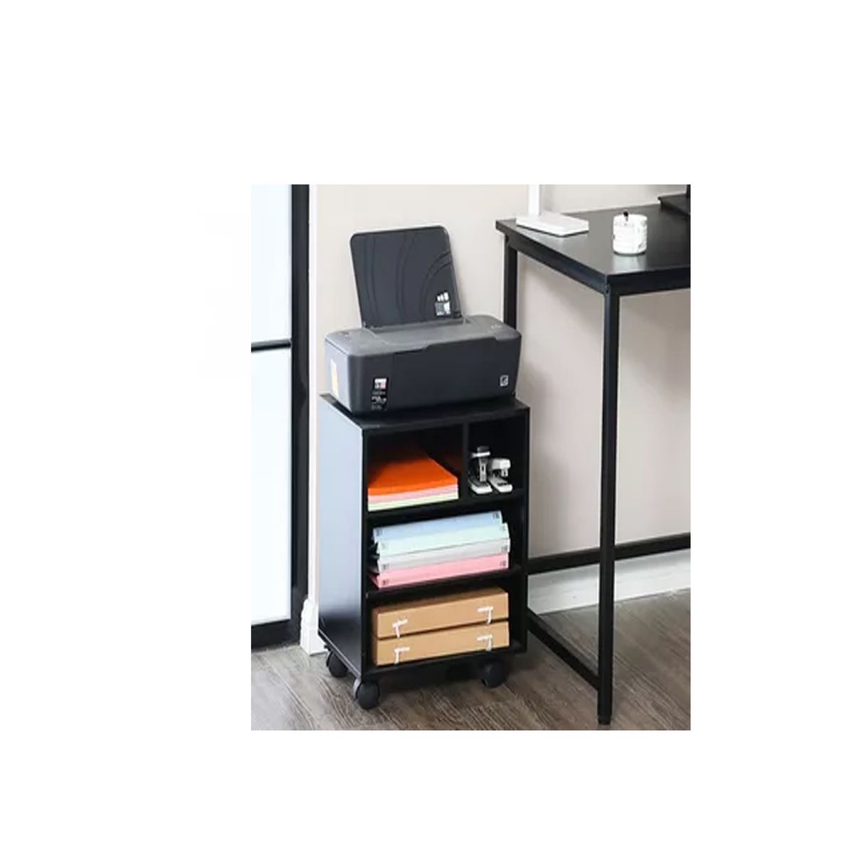 AMUEBLE - MUEBLE AUXILIAR  PARA IMPRESORA LLIPA NEGRO tiendas amueble