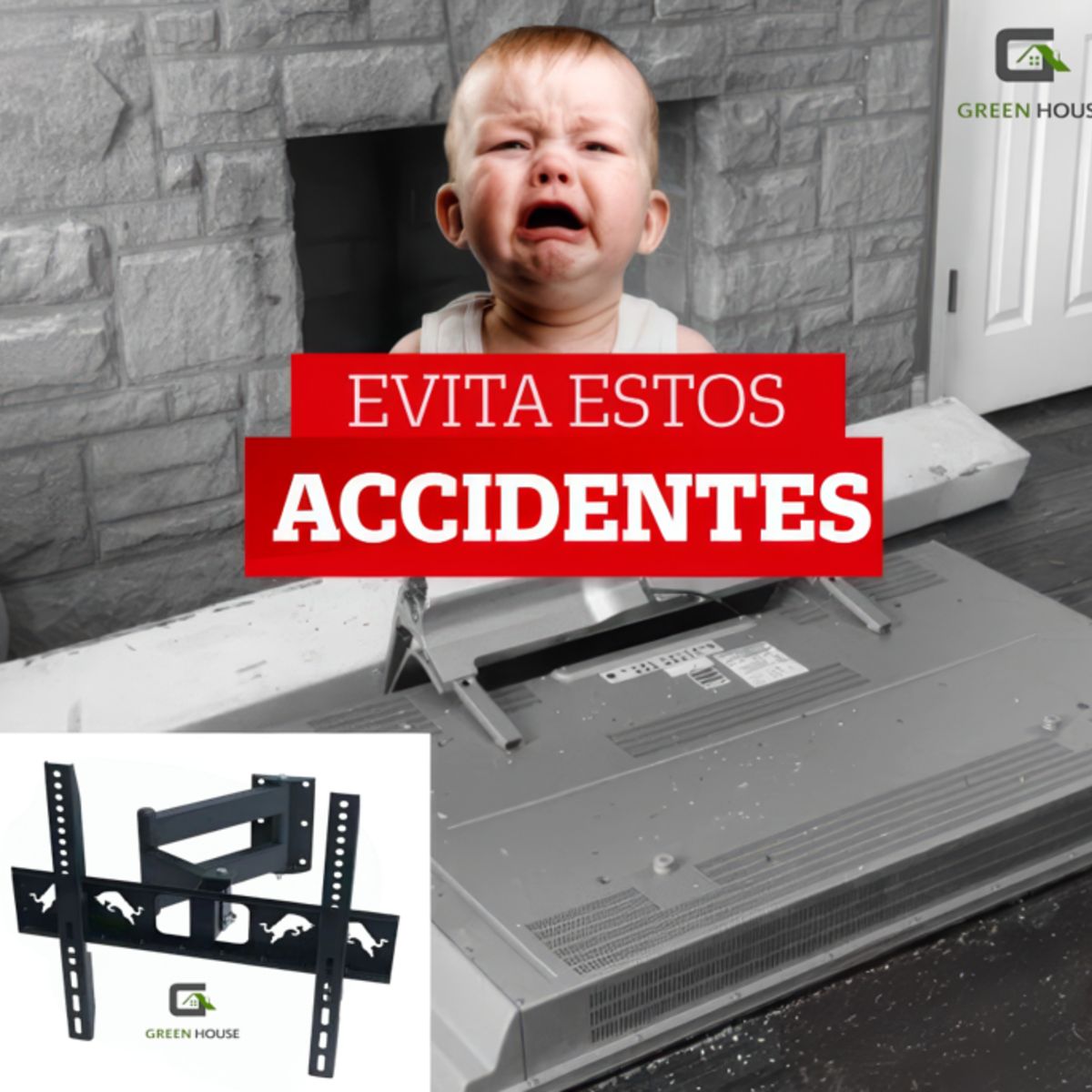 GREEN HOUSE - RACKS PARA TV DOBLE BRAZO  LCD LED CURVO 42 A 65 PULGADAS NACIONAL