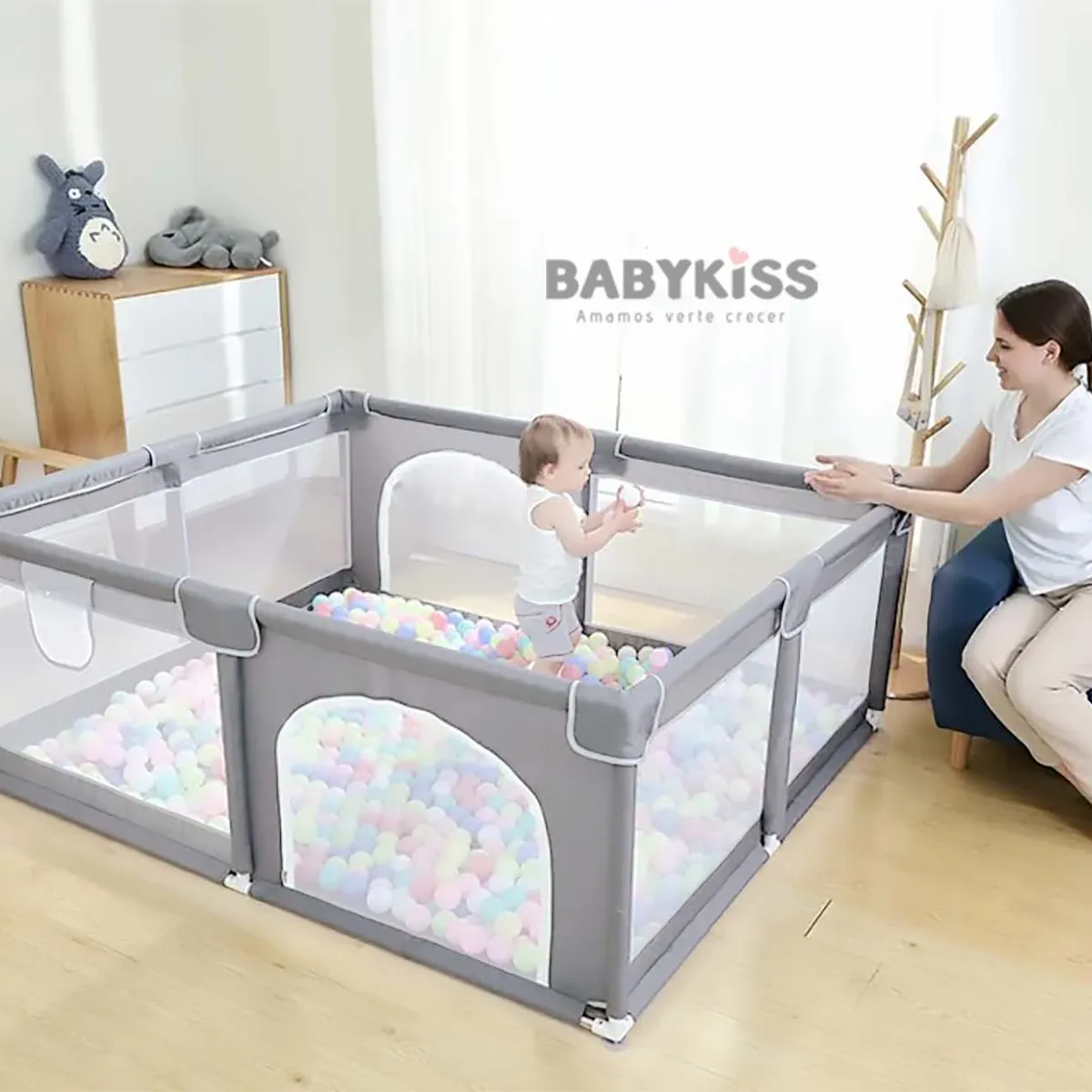 BABYKISS - CORRAL PARA BEBE DOBLE PUERTA 2.0 CON ALFOMBRA PLEGABLE