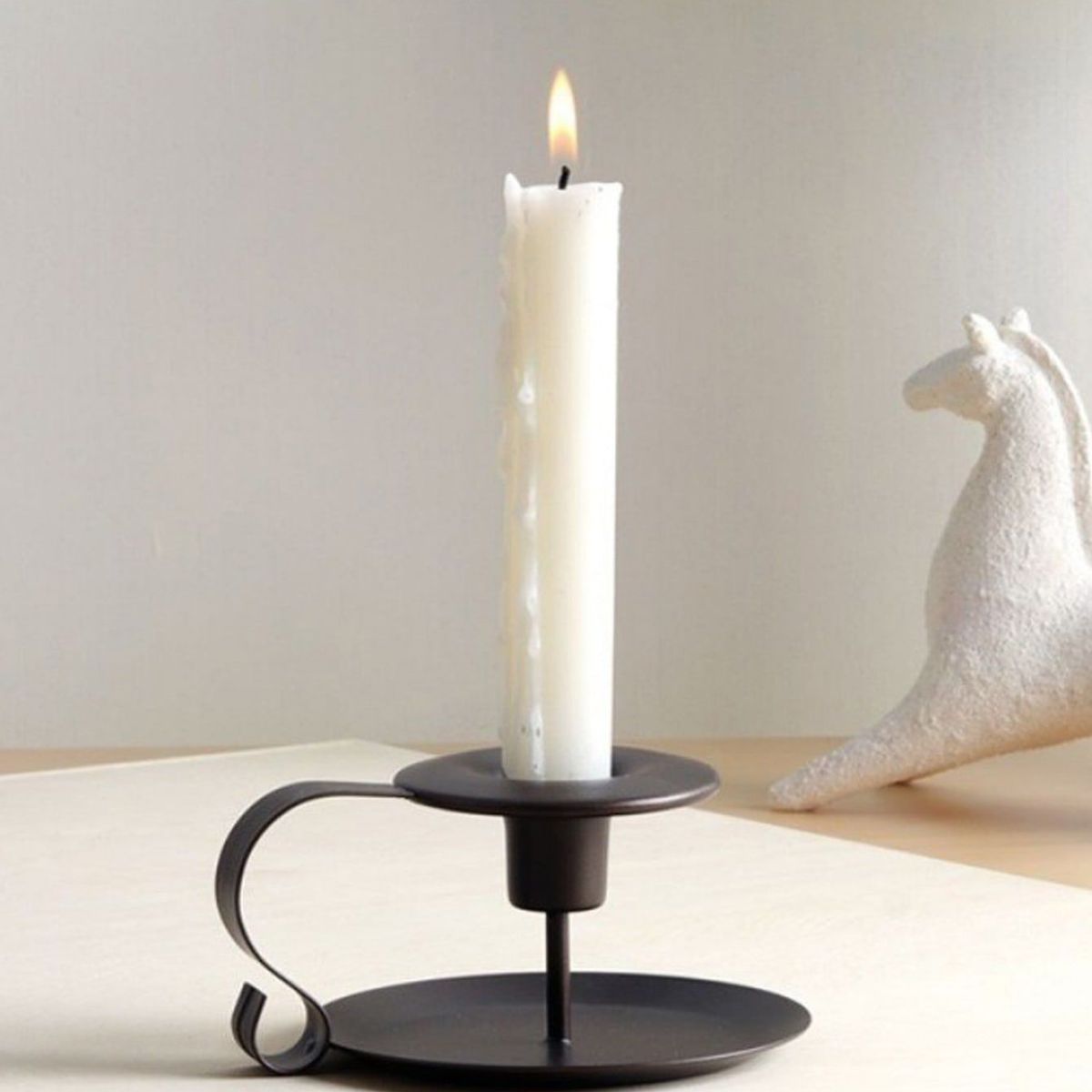 VATYERTY - Hierro Vela minimalista negro Vela estante para casa