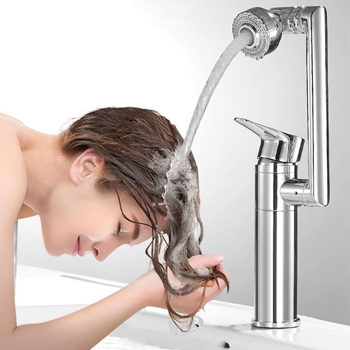 HOME NEAT - Grifo de cocina  lavaplatos monomando 1080°Crome - 20cm