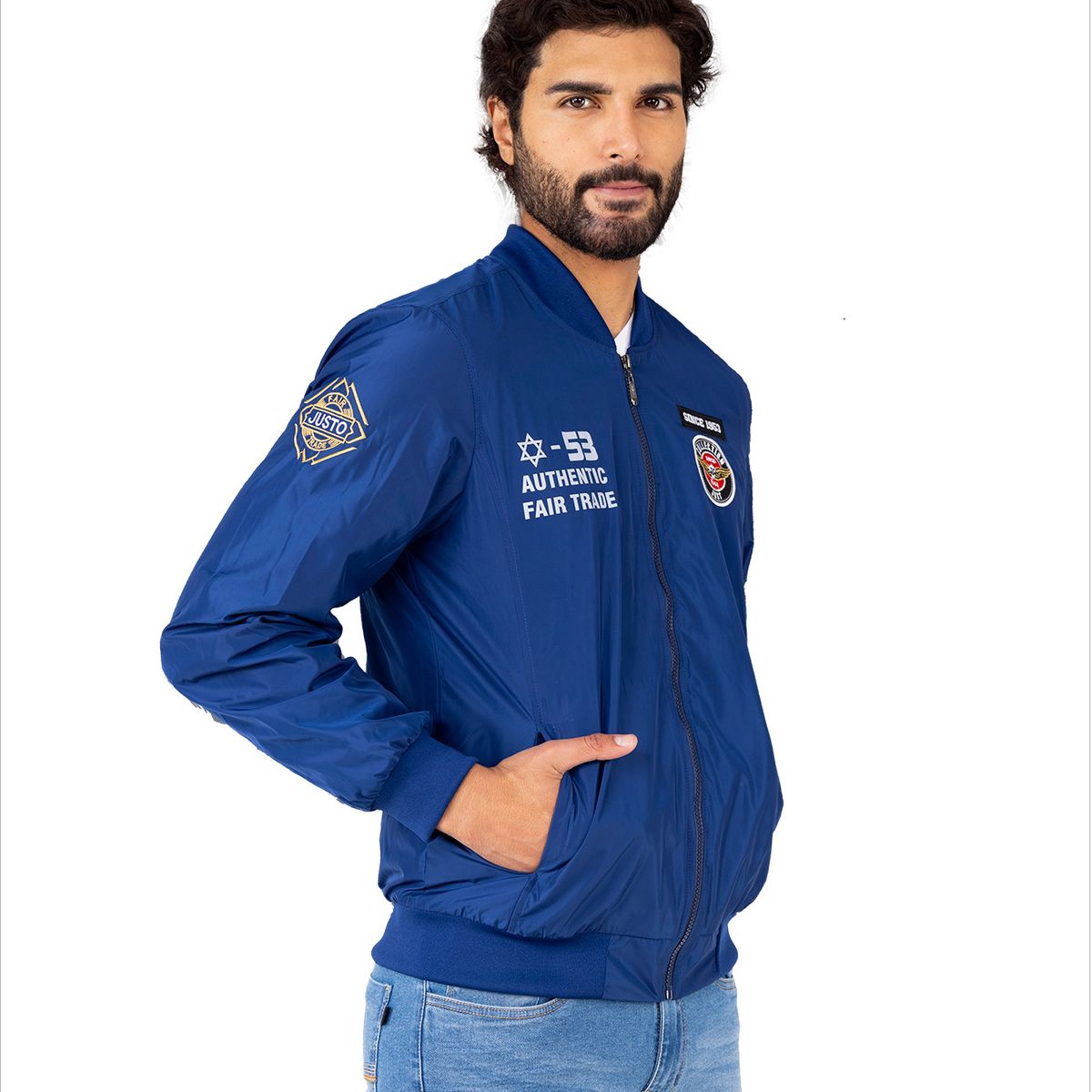 JUSTO - CASACA PARA HOMBRE AZUL ACERO BOMBER - JACKET