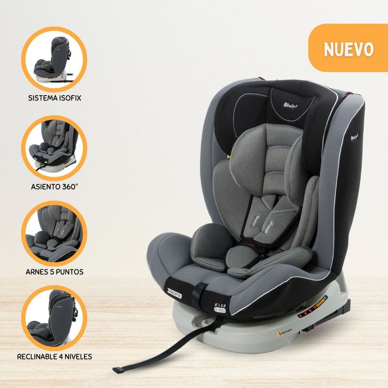 EBABY - Silla de Auto Sistema Isofix para Bebés «LOUIS» Gray