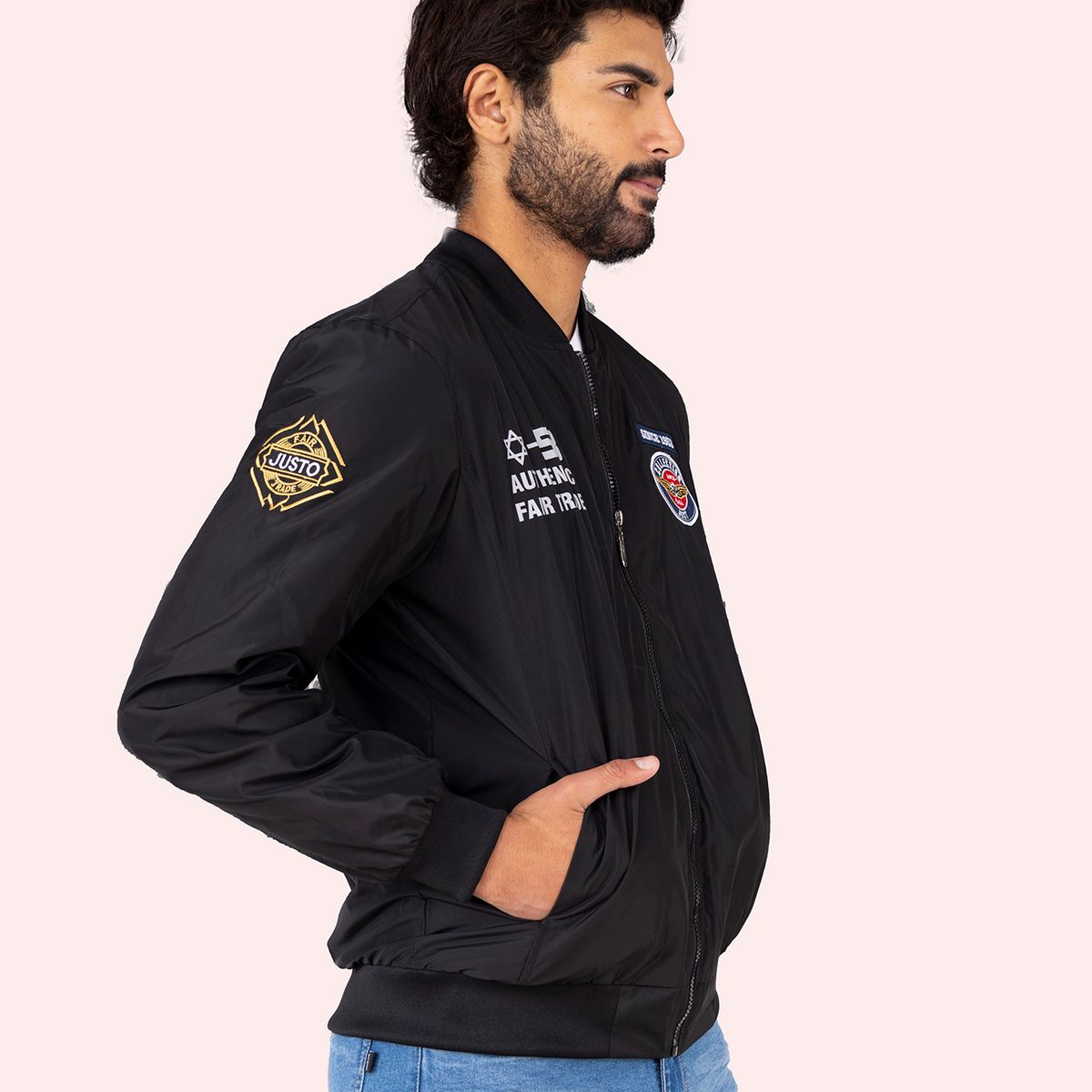JUSTO - CASACA BOMBER JUSTO HOMBRE  BORDADO SLIM FIT