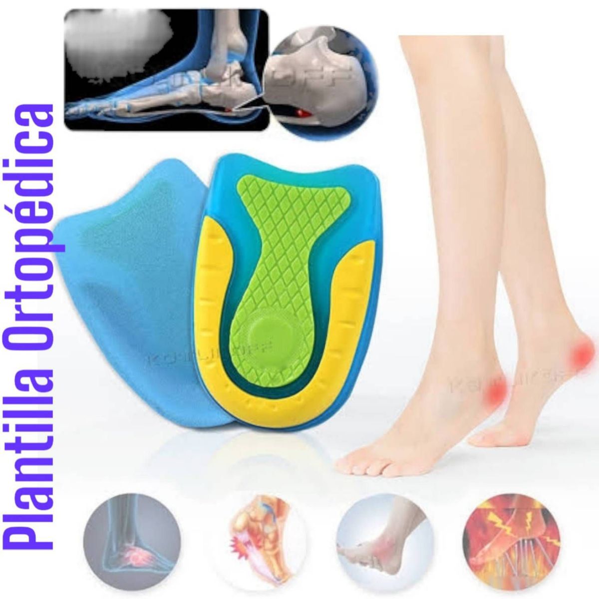 OEM - Talonera Sky Blue SIlicon Gel Flexible Para Espolon Calcaneo