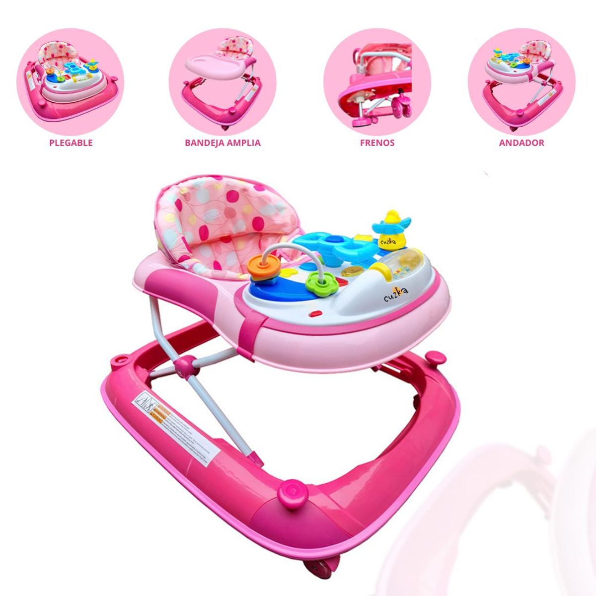 HI BABY - Andador Para Bebé musical plegable «PIANO» Pink