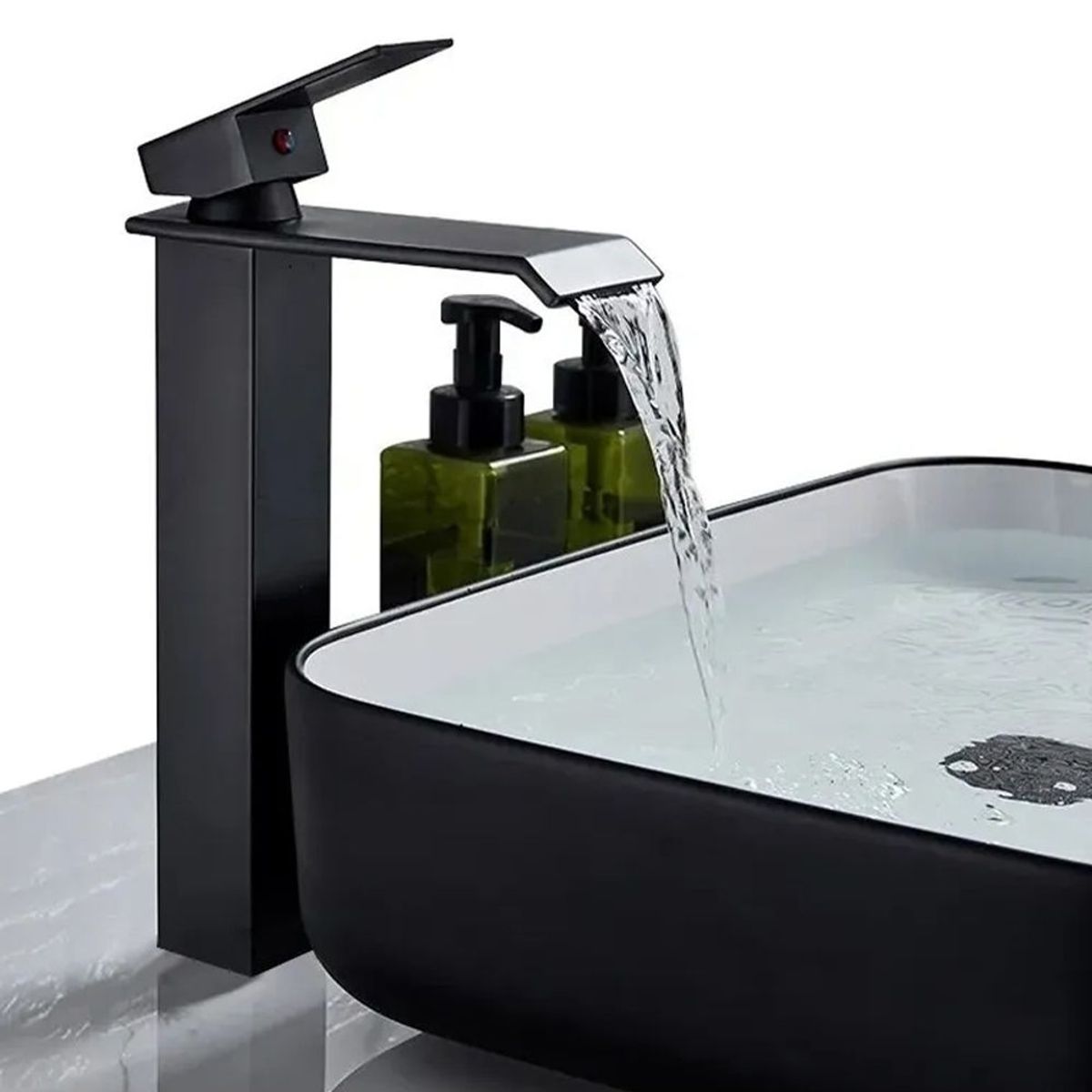 HOME NEAT - Grifo de Baño Grifo Lavabo Mezclador Monomando Negro 30cm