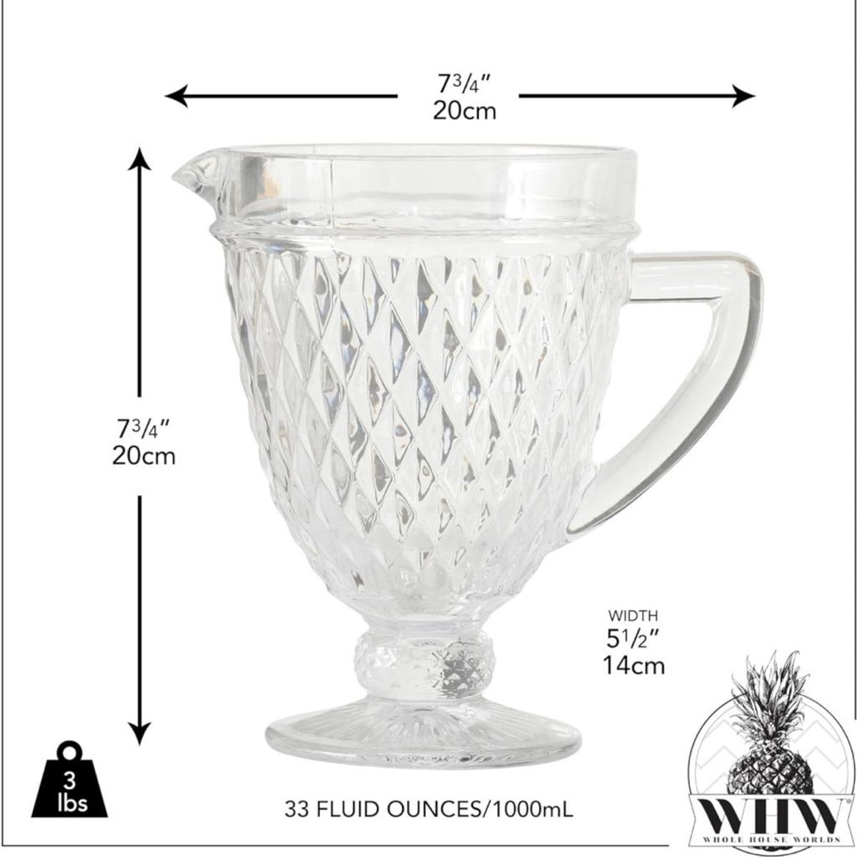 GENERICO - Jarra de Vidrio Labrada Tornasol 1L Premium