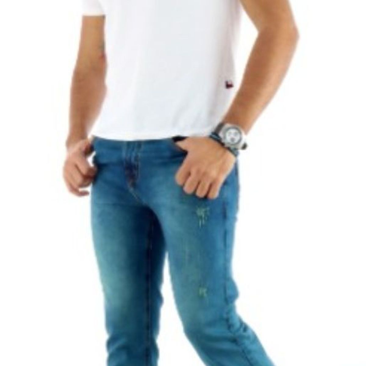 GENERICO - PANTALON JEAN RAZGADO PARA HOMBRE
