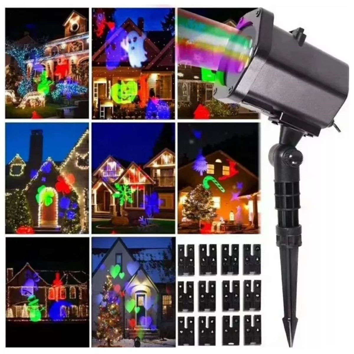 SEISA - Luces Navidad Proyector Navideño Luces LED 12 Diseños Giratorio 180