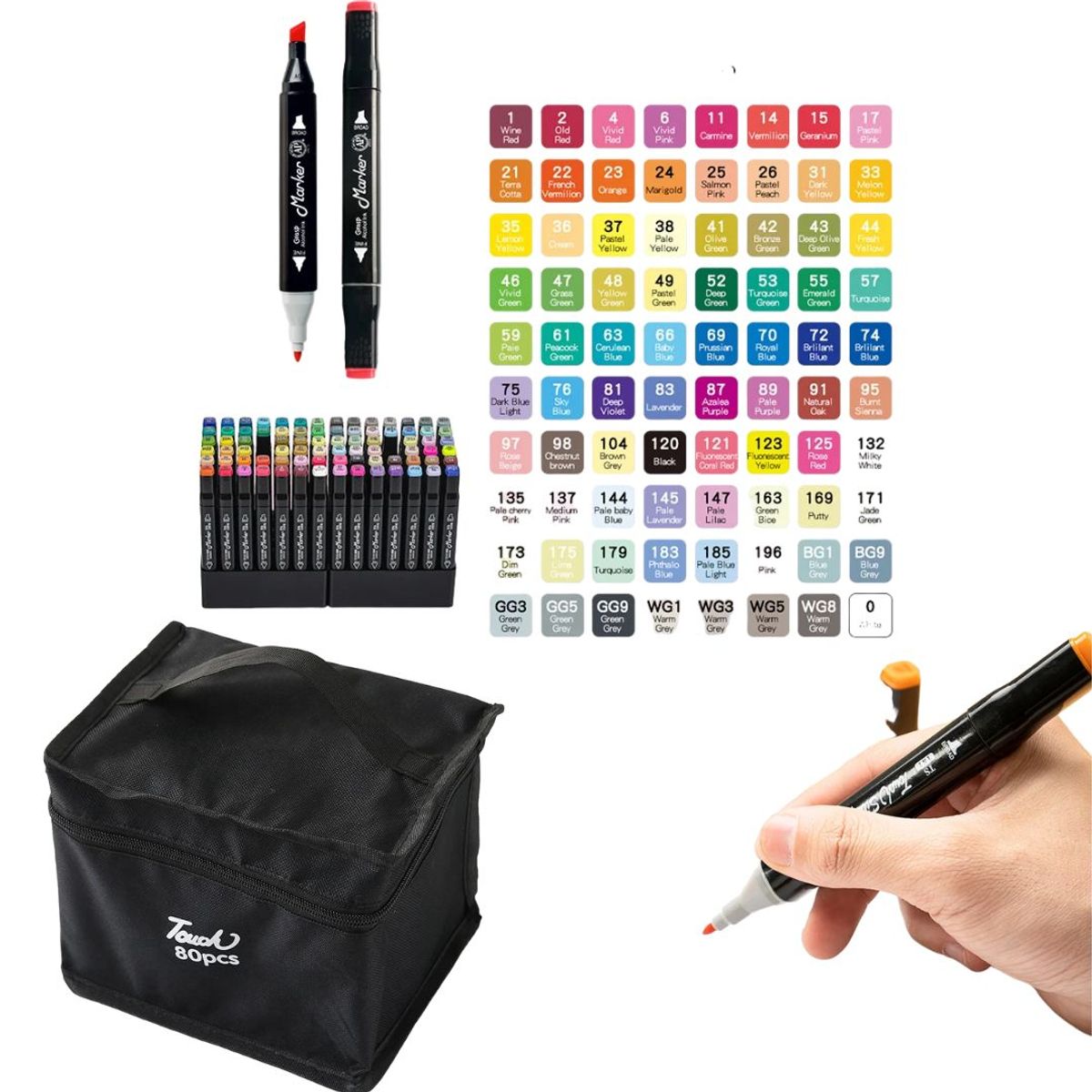 OEM - Set de plumones grueso y plumon delgado 80 colores doble punta