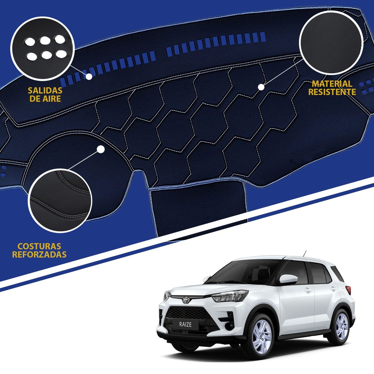 TECGO - PROTECTOR CUBRE TABLERO TIPO TOYOTA RAIZE 2023 CON COCOS