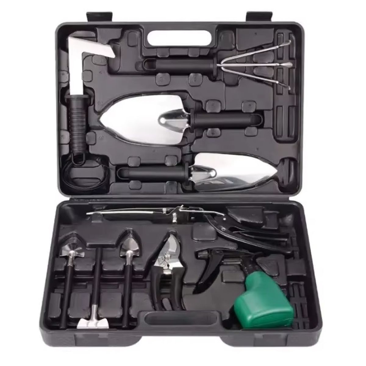 GENERICO - Set de Herramientas de Jardineria con maletin - Negro