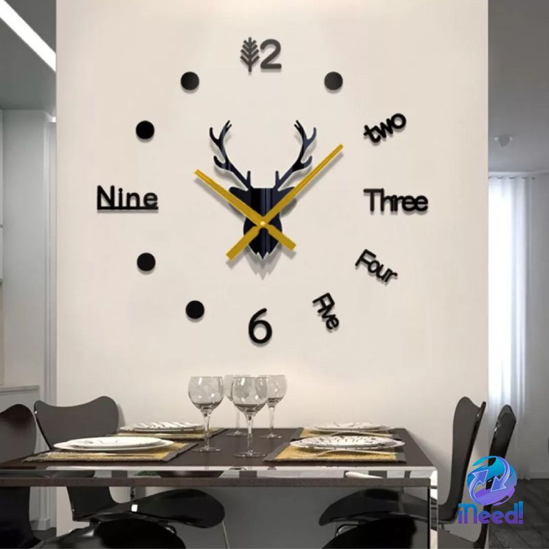 GENERICO - Reloj de Pared 3D Modelo Cabeza de Ciervo