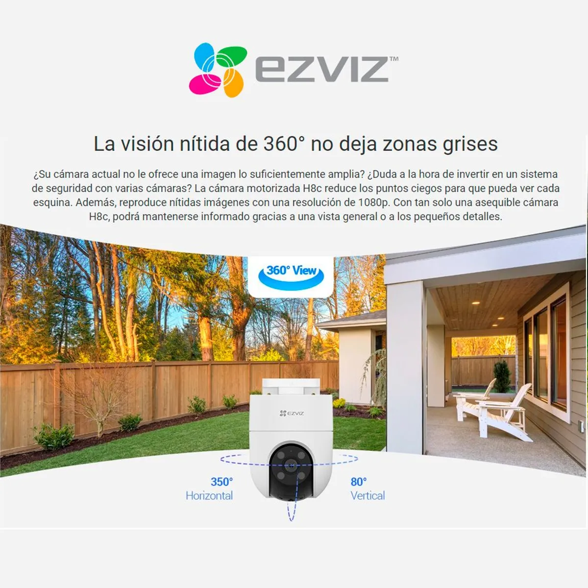 EZVIZ - Cámara Inalámbrica WiFi PT H8C Para Exteriores Full Hd  Micro SD 64GB - Ezviz