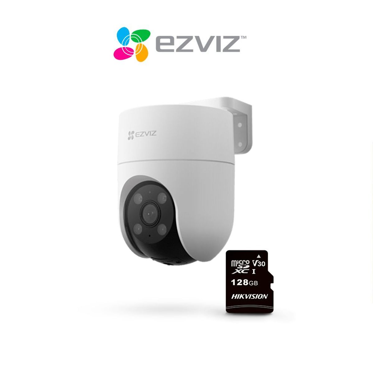 EZVIZ - Cámara Inalámbrica WiFi PT H8C Para Exteriores Full Hd + MicroSD 128 GB - Ezviz