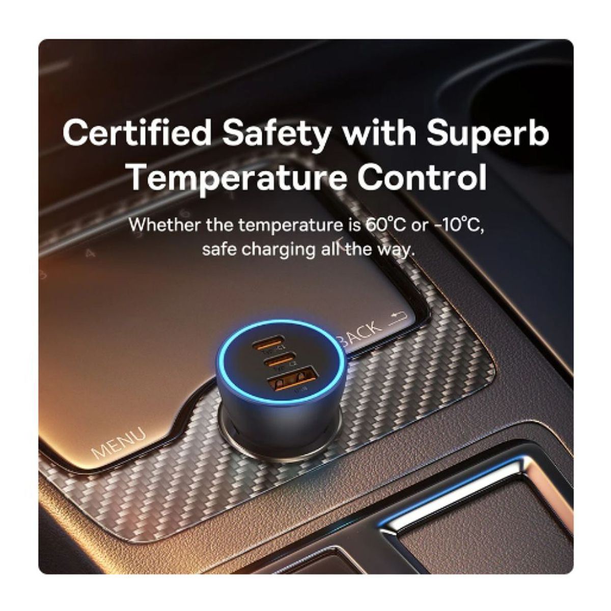 BASEUS - Cargador Auto Baseus Iphone Android Usb C Carga Rapida 65W