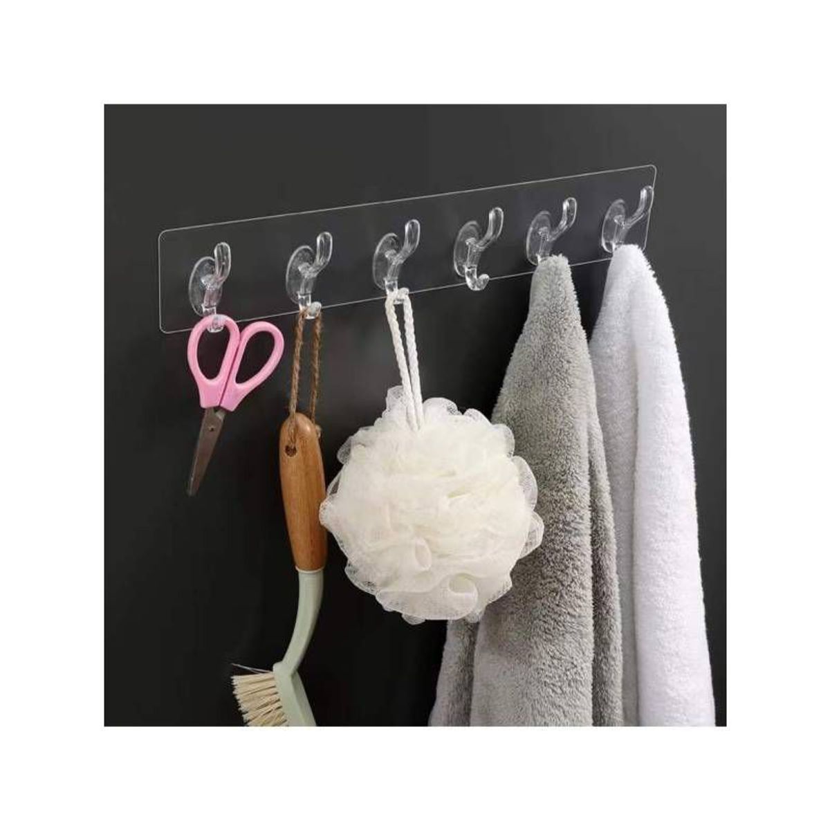 GENERICO - Soporte Perchero Adhesivo Multiusos 6 Ganchos