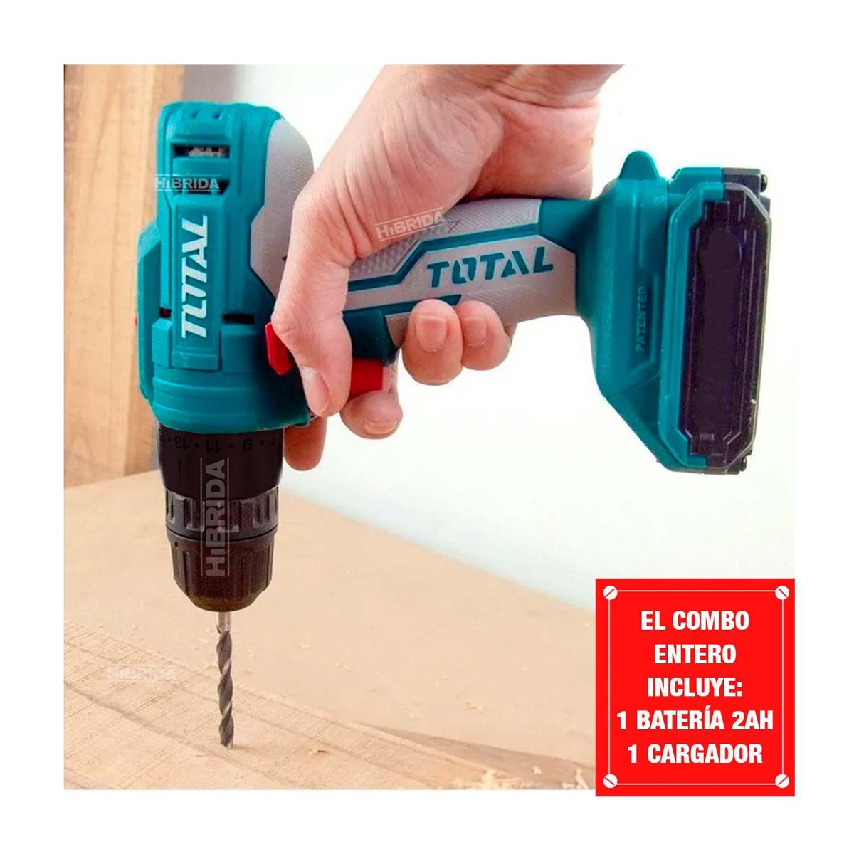 TOTAL TOOLS - TALADRO ATORNILLADOR TOTAL 20V+ BAT 2AH + 21 ACCESORIOS - COMBO