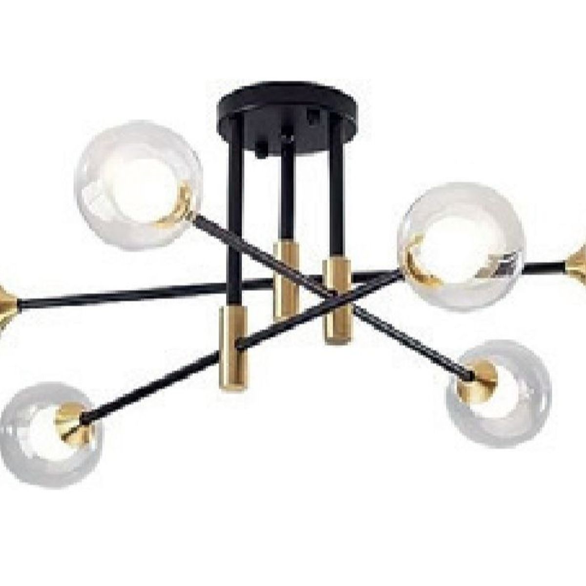 GENERICO - Lámpara Colgante Aragones negro con dorado incluye 6 globos de vidrio