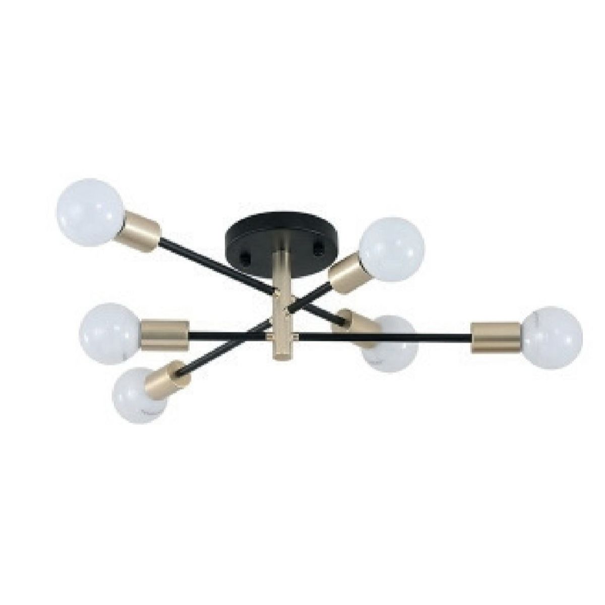 GENERICO - Lámpara Colgante Ariana negro con dorado 6 luces