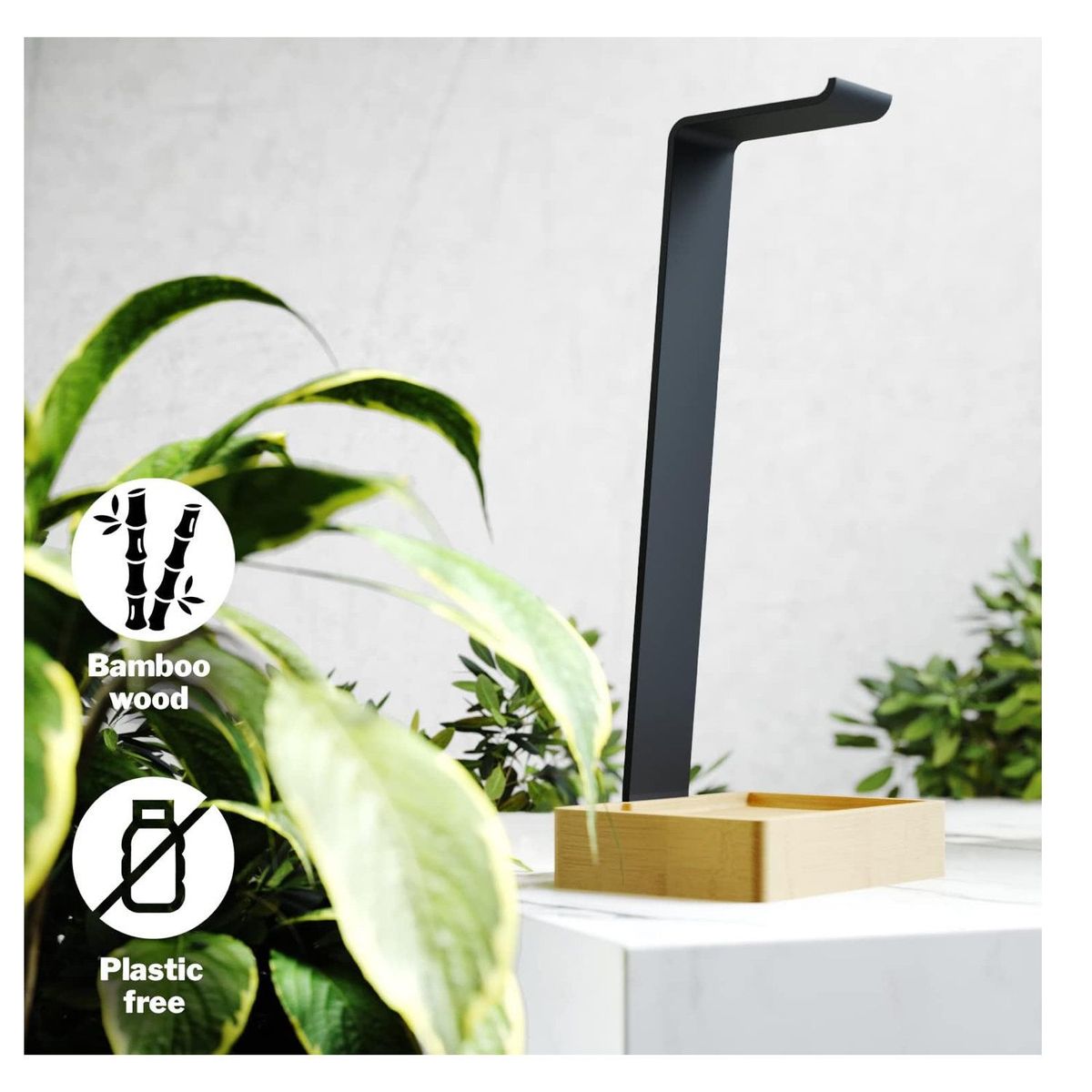 GENERICO - KD Essentials Soporte para auriculares de metal y bambú super estable